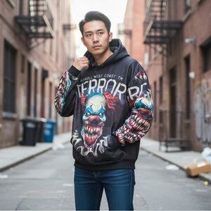 Men's Graphic Hoodie with Clown Design